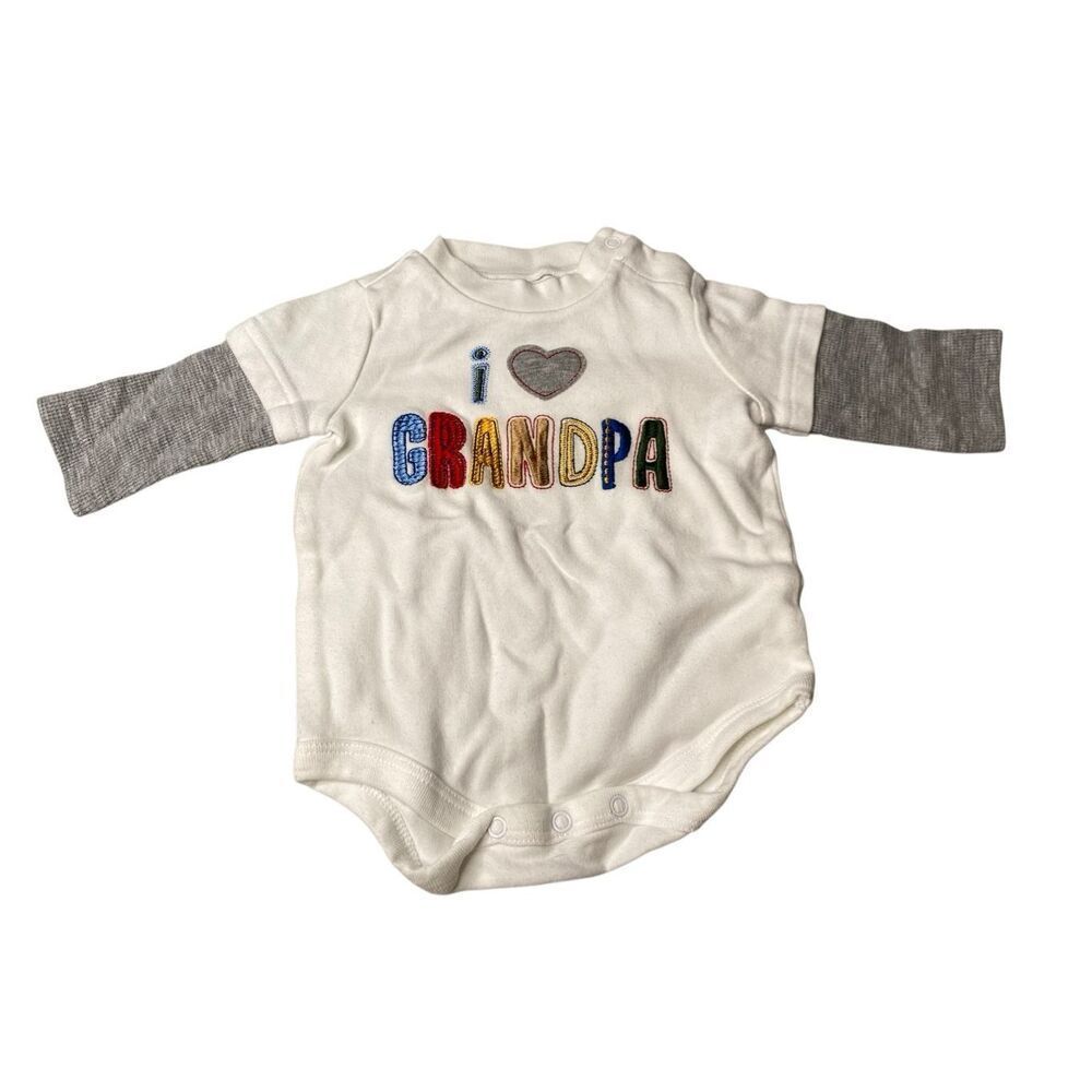 Circo I Love Grandpa Embroidered Long Sleeve Baby Bodysuit Newborn NB One Piece